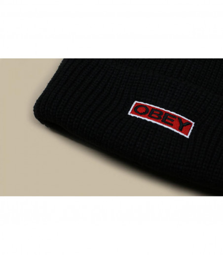 Obey black cuffed beanie